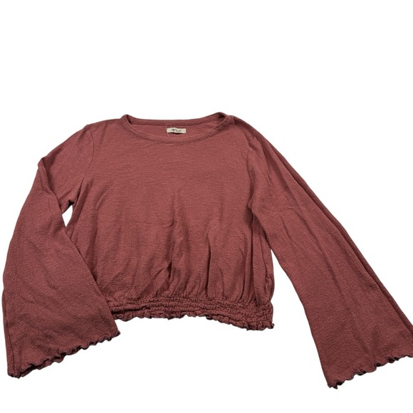 Madewell Tops - Madewell Mauve Pink Smocked Bell Sleeve Blouse 100%‎ Cotton Large Boho Romantic